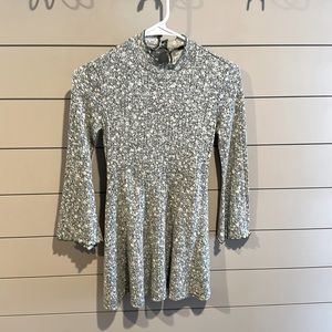 Girls Green and Cream Dress - Sleeves Flare at the End